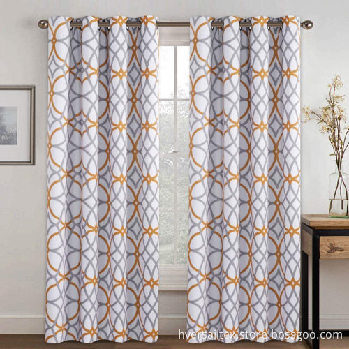Geo Pattern Printed Grommet Curtain Drapes